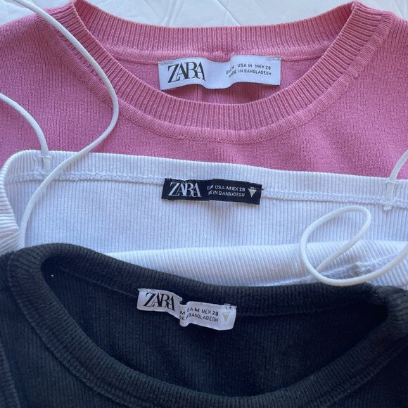 Zara Crop Tanks Size Medium Lot of 3 Tops Ribbed - Picture 2 of 5